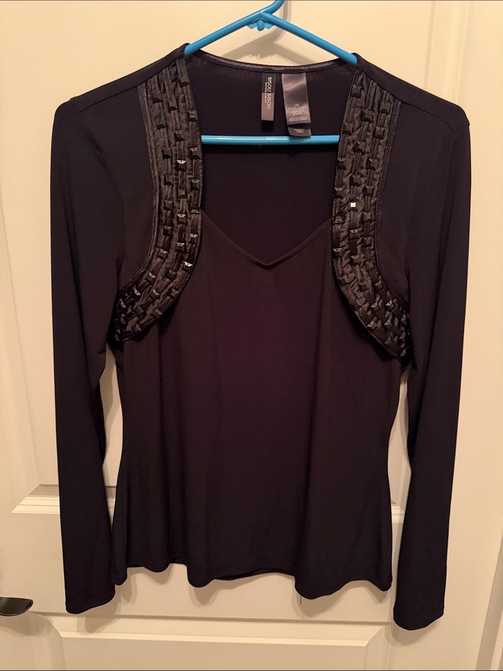 Bisou Bisou Long-Sleeve Embellished Yoke Top
